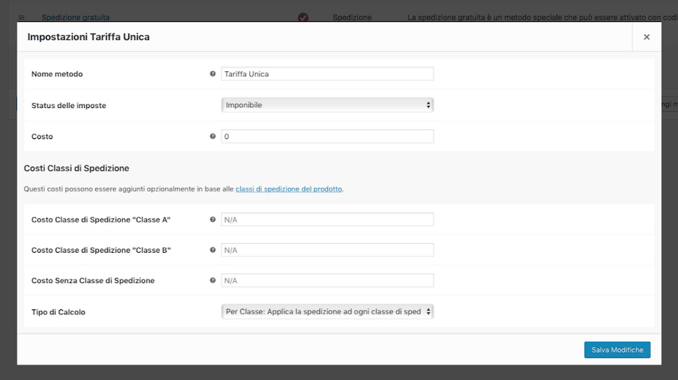Impostare tariffa unica spedizioni Impostare tariffa unica spedizioni